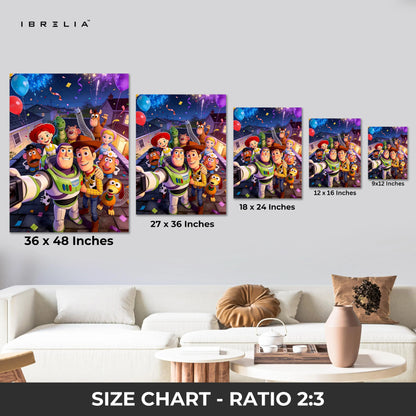 Toy Story Celebration Wall Art – Animated Characters Canvas Frame | Fun Kids Room Decor Pakistan | IBRELIA™ IBRELIA