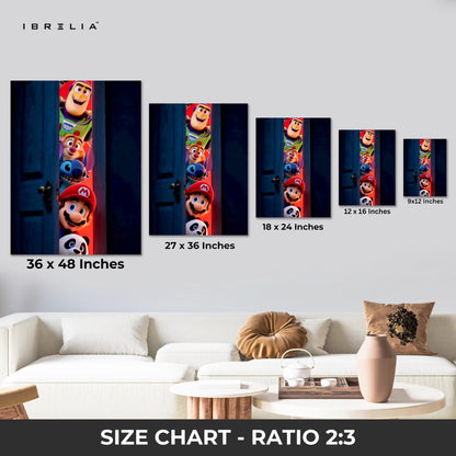 Cartoon Door Peek Wall Art – Animated Characters Canvas Frame | Fun Gaming & Movie Decor Pakistan | IBRELIA™ IBRELIA