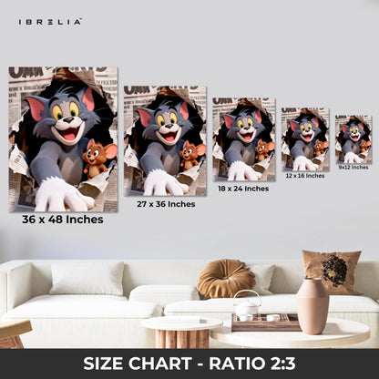 Cat & Mouse Chase Wall Art – Playful Chaos Canvas Frame | Cartoon Duo Scene Decor Pakistan | IBRELIA™ IBRELIA