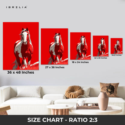 Red Horse Wall Art – Bold Running Horse Canvas Frame | Minimal Animal Poster Pakistan | IBRELIA™ IBRELIA