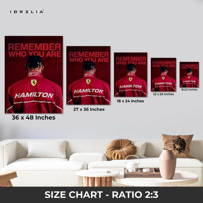 Hamilton Ferrari Legacy Wall Art – Formula 1 Motivation Canvas Frame | Racing Quote Poster Pakistan | IBRELIA™ IBRELIA