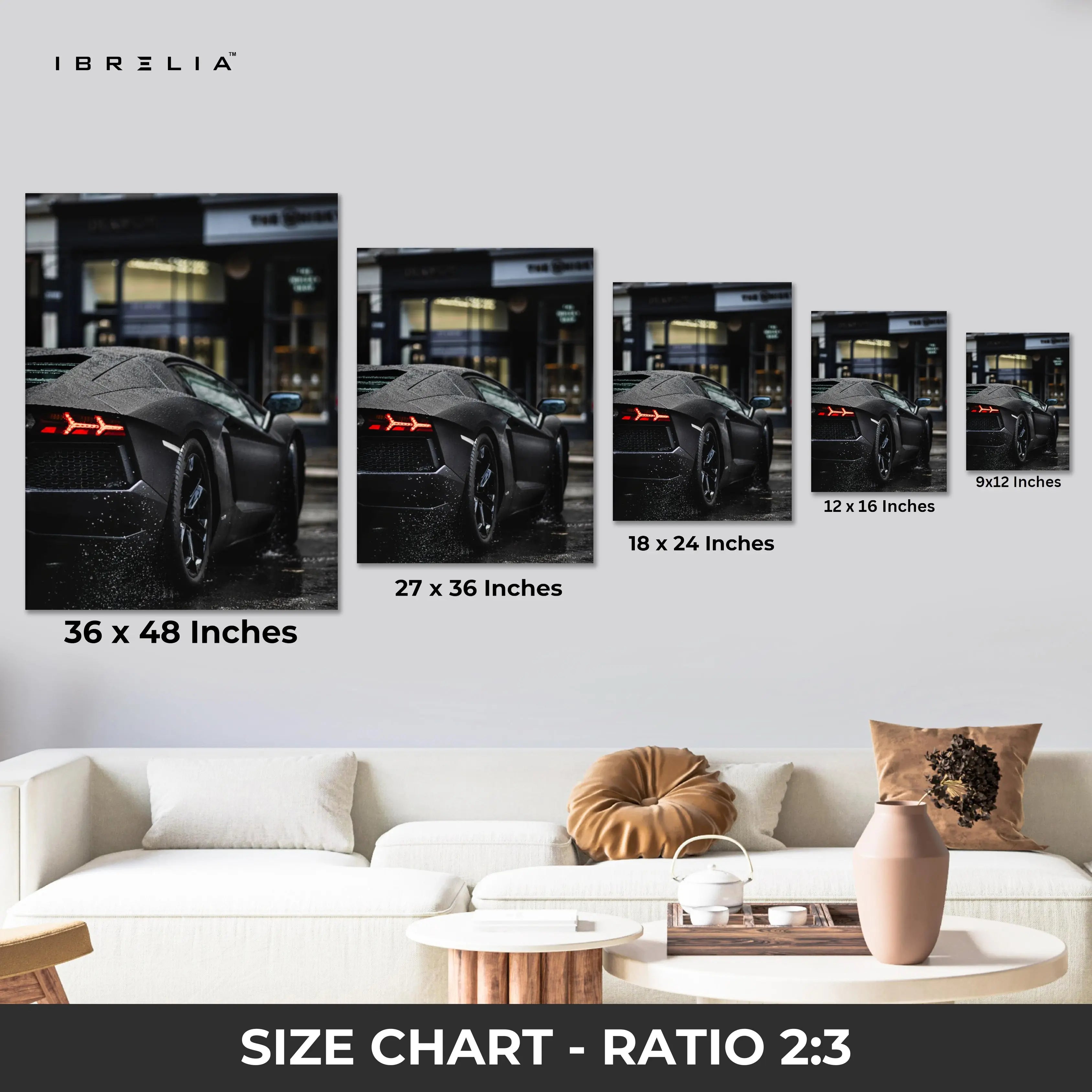 Lamborghini Night Street Wall Art – Dark Aesthetic Supercar Poster | 4K Ultra Wrap Frame Wall Art in Pakistan | IBRELIA™ IBRELIA