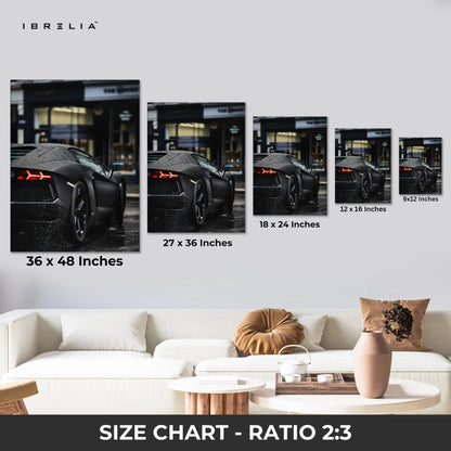 Lamborghini Night Street Wall Art – Dark Aesthetic Supercar Poster | 4K Ultra Wrap Frame Wall Art in Pakistan | IBRELIA™ IBRELIA