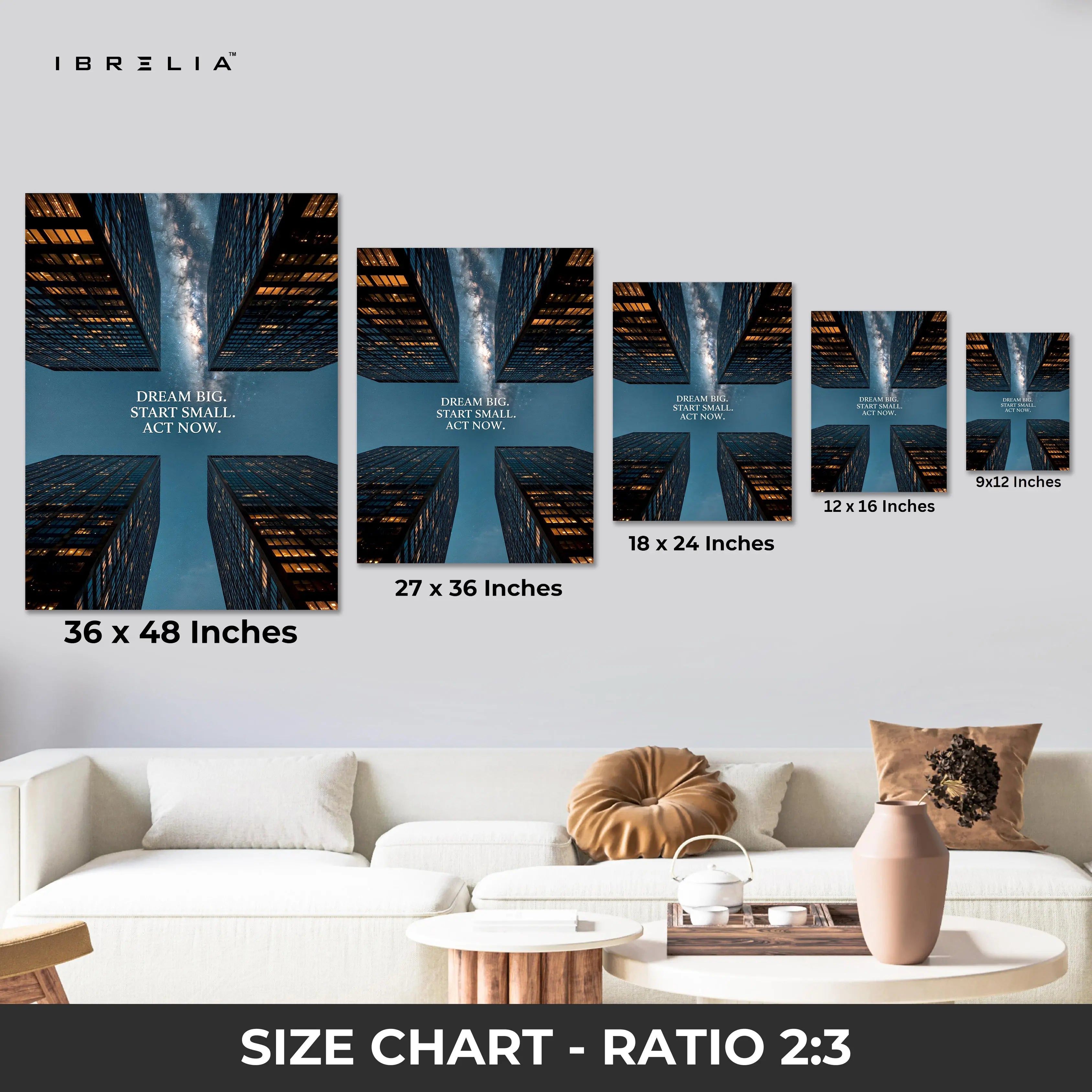 Dream Big Motivation Wall Art – City Skyline Inspirational Canvas Frame | Modern Office Poster Pakistan | IBRELIA™ IBRELIA