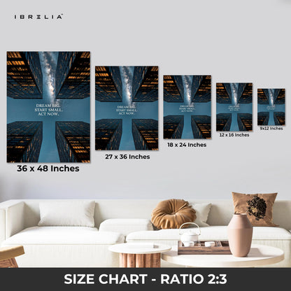 Dream Big Motivation Wall Art – City Skyline Inspirational Canvas Frame | Modern Office Poster Pakistan | IBRELIA™ IBRELIA