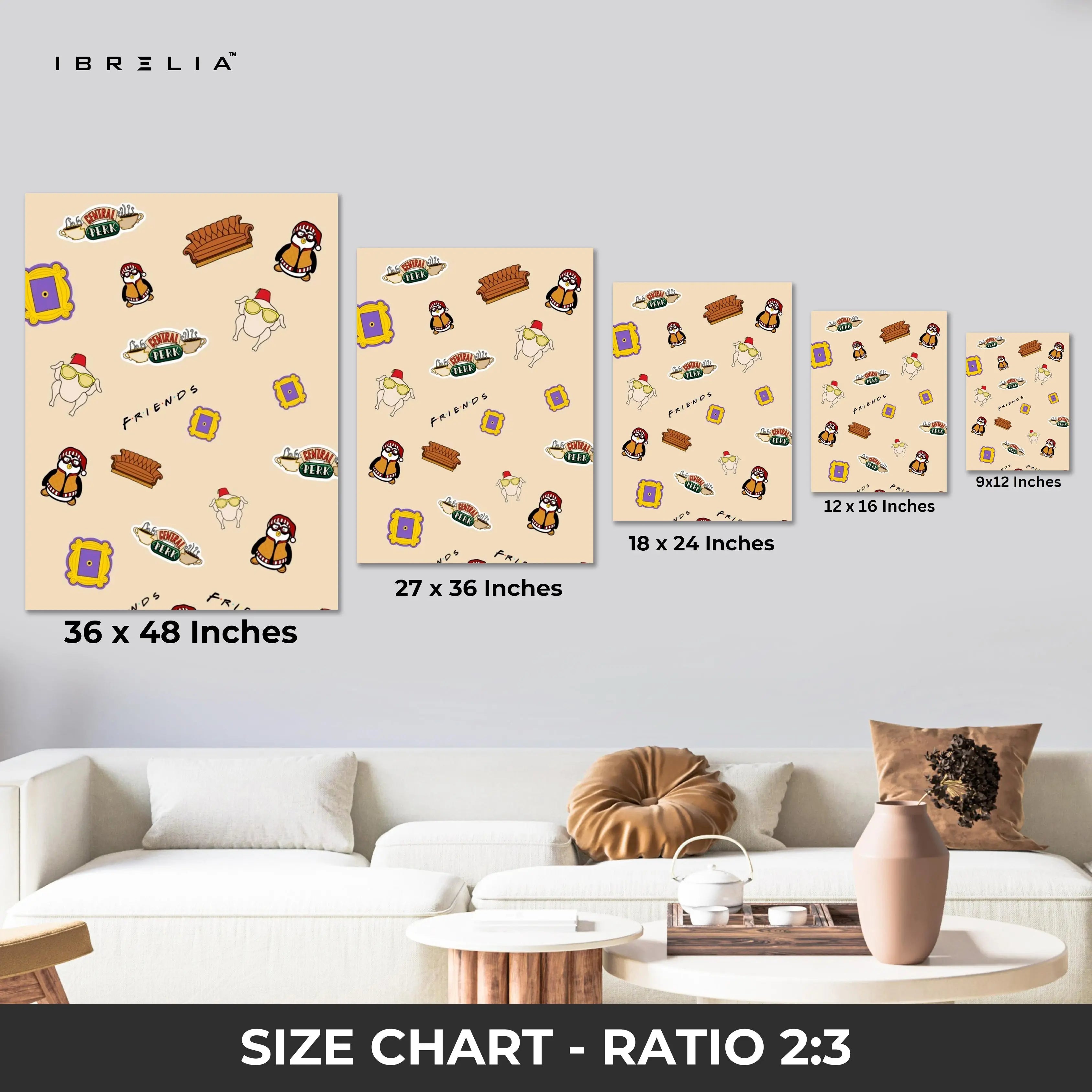 Friends TV Show Pattern Wall Art – Central Perk Canvas Frame | Friends Aesthetic Poster Pakistan | IBRELIA™ IBRELIA