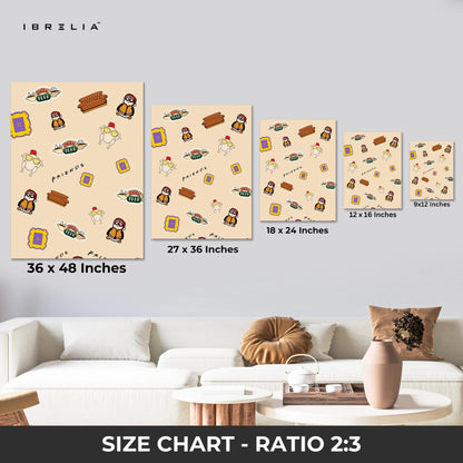 Friends TV Show Pattern Wall Art – Central Perk Canvas Frame | Friends Aesthetic Poster Pakistan | IBRELIA™ IBRELIA