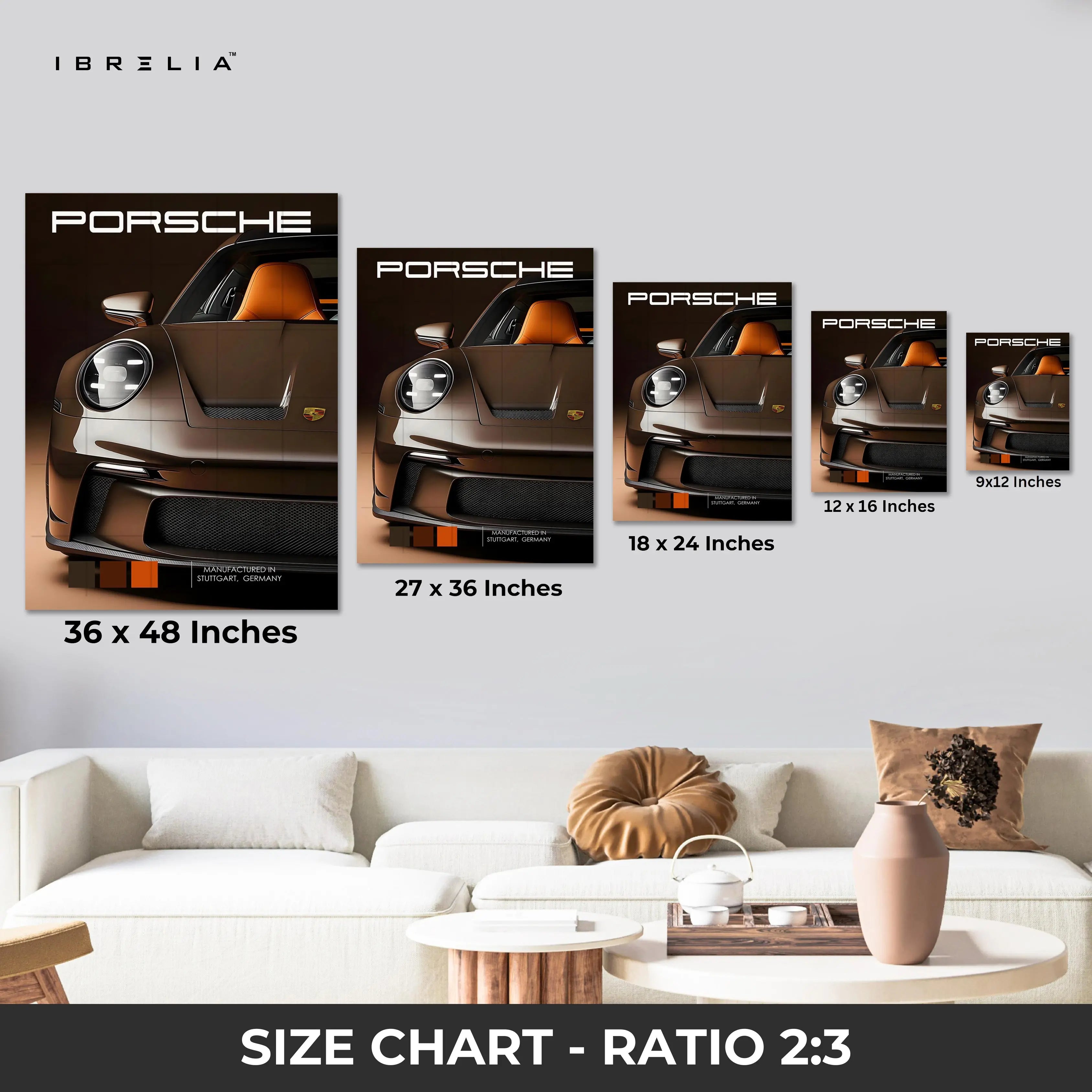 Porsche GT3 Elegance Art – Luxury Supercar Front Detail Wall Art | 4K Ultra Wrap Frame Wall Art in Pakistan | IBRELIA™ IBRELIA