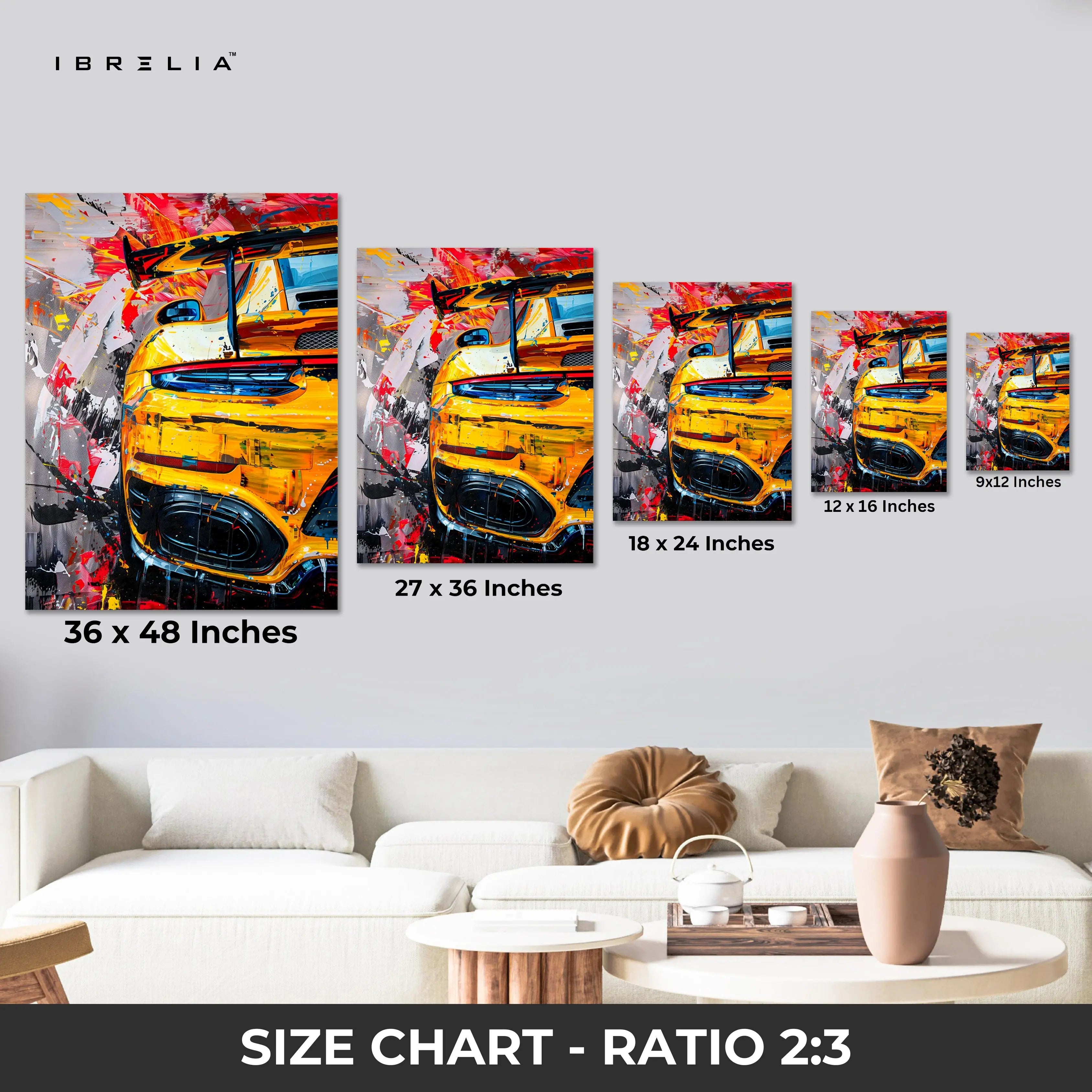 GT3 Neon Rush Art – Abstract Supercar Pop Art Wall Art | 4K Ultra Wrap Frame Wall Art in Pakistan | IBRELIA™ IBRELIA