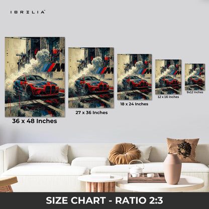 BMW M Series Street Racing Wall Art – Performance Car Canvas Frame Pakistan | Urban Speed Poster | IBRELIA™ IBRELIA