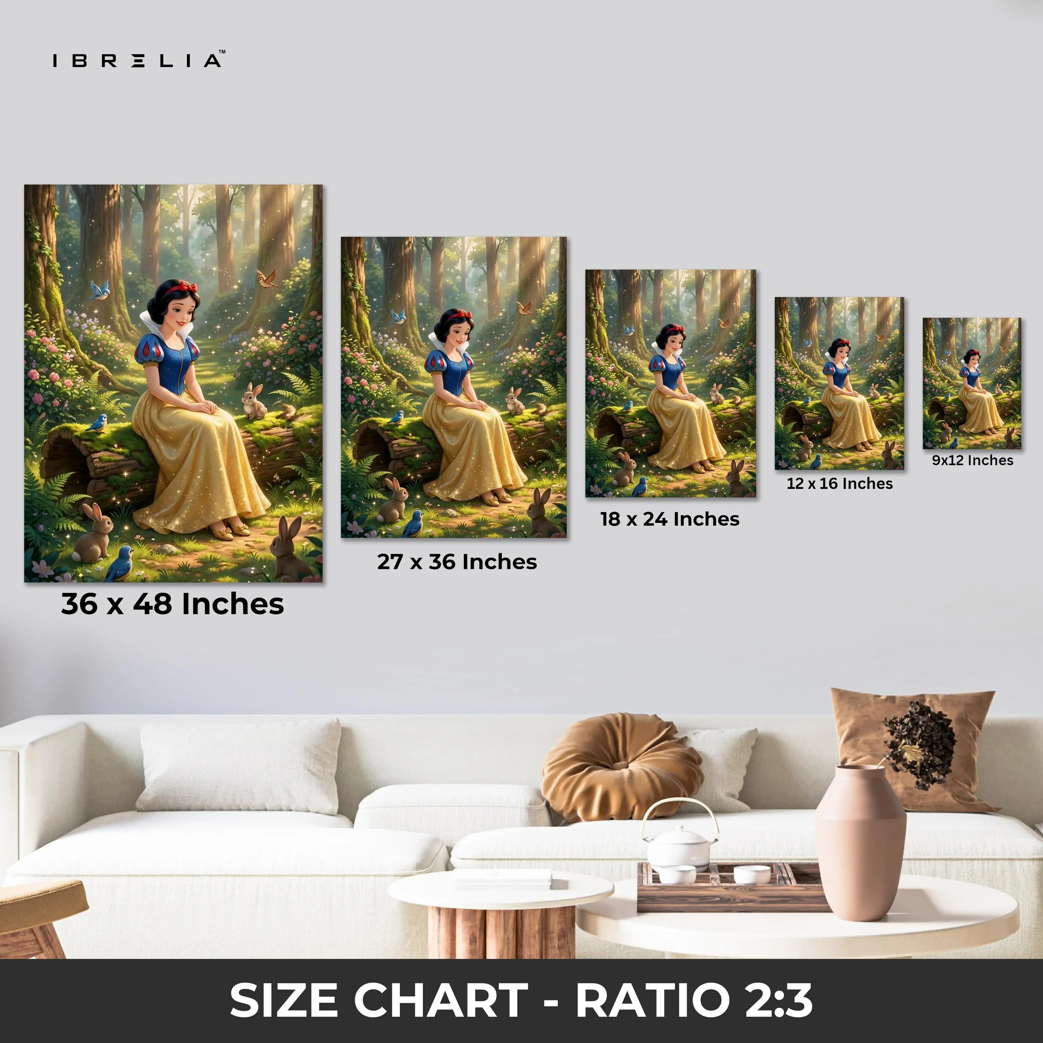 Snow White Enchanted Forest Wall Art – Fairy Tale Princess Canvas Frame | Magical Nature Decor Pakistan | IBRELIA™ IBRELIA
