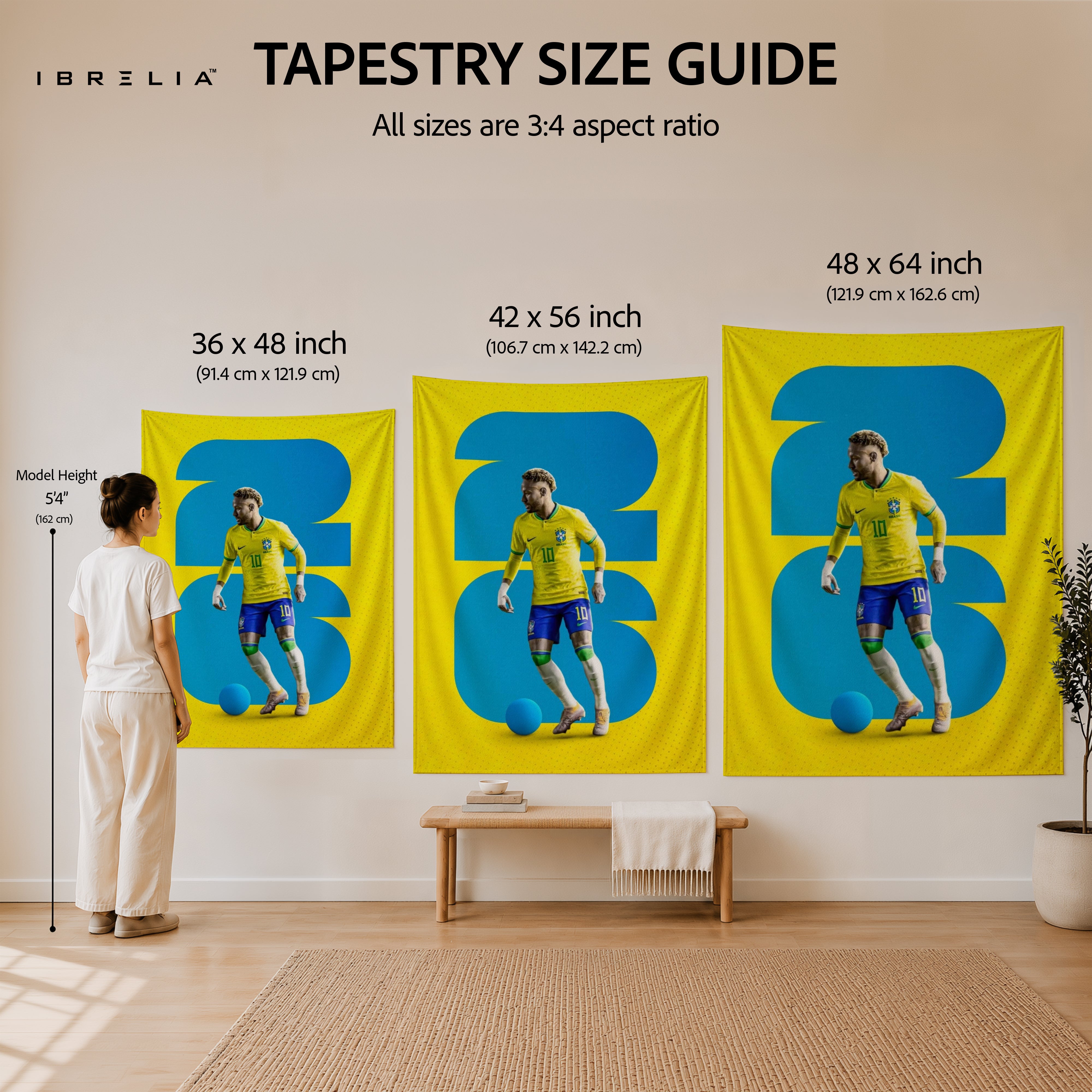 Neymar Brazil Number 10 Wall Tapestry | Premium Heavyweight Jute Fabric Wall Hanging