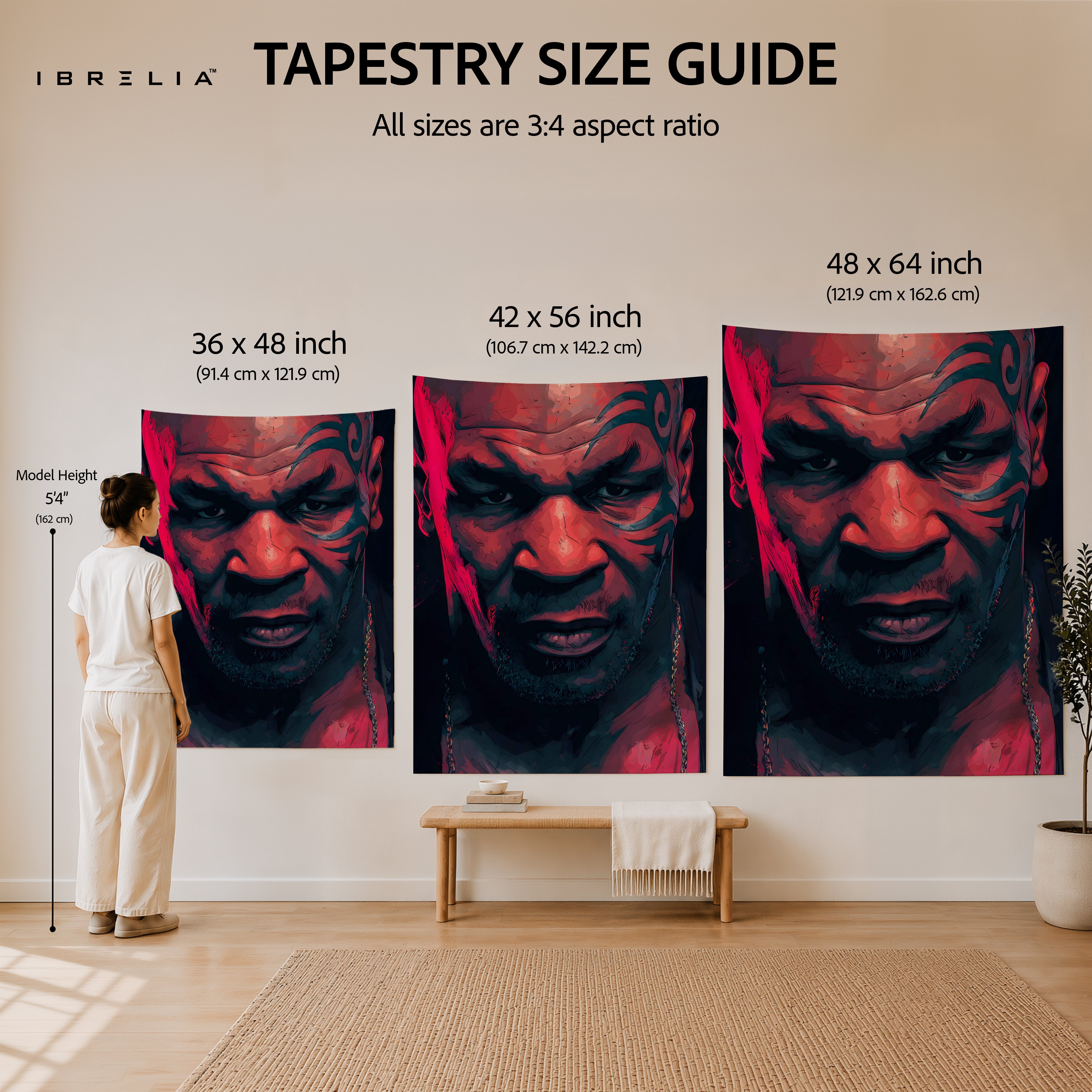 Mike Tyson Intense Portrait Wall Tapestry | Premium Heavyweight Jute Fabric Wall Hanging
