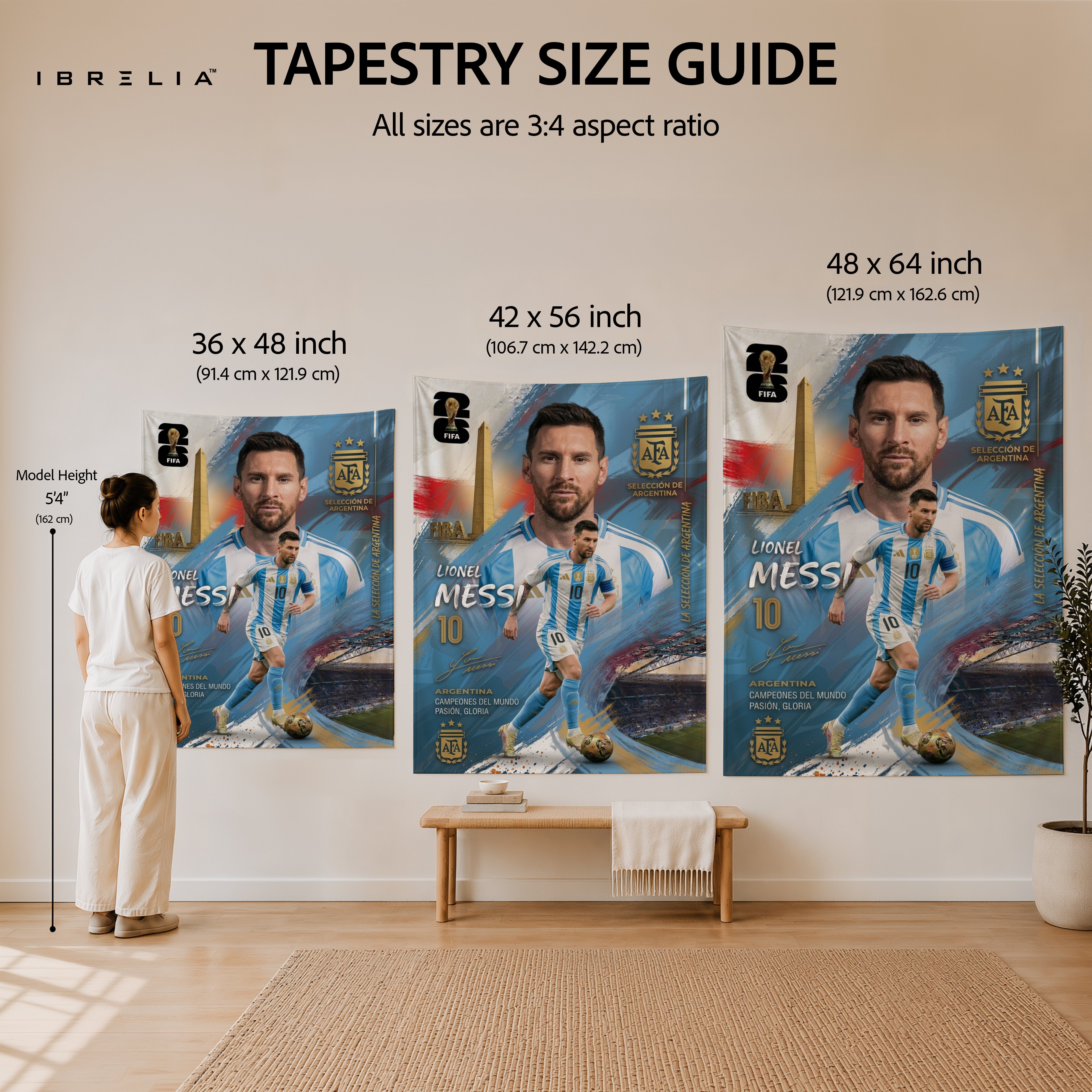 Lionel Messi Argentina Champion Edition Wall Tapestry | Premium Heavyweight Jute Fabric Wall Hanging