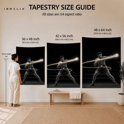 Muhammad Ali Neon Boxing Wall Tapestry | Premium Heavyweight Jute Fabric Wall Hanging