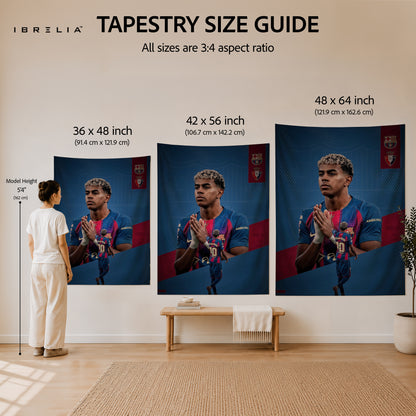 Lamine Yamal FC Barcelona Legacy Wall Tapestry | Premium Heavyweight Jute Fabric Wall Hanging