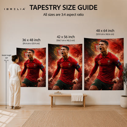 Cristiano Ronaldo Portugal Wall Tapestry | Premium Heavyweight Jute Fabric Wall Hanging