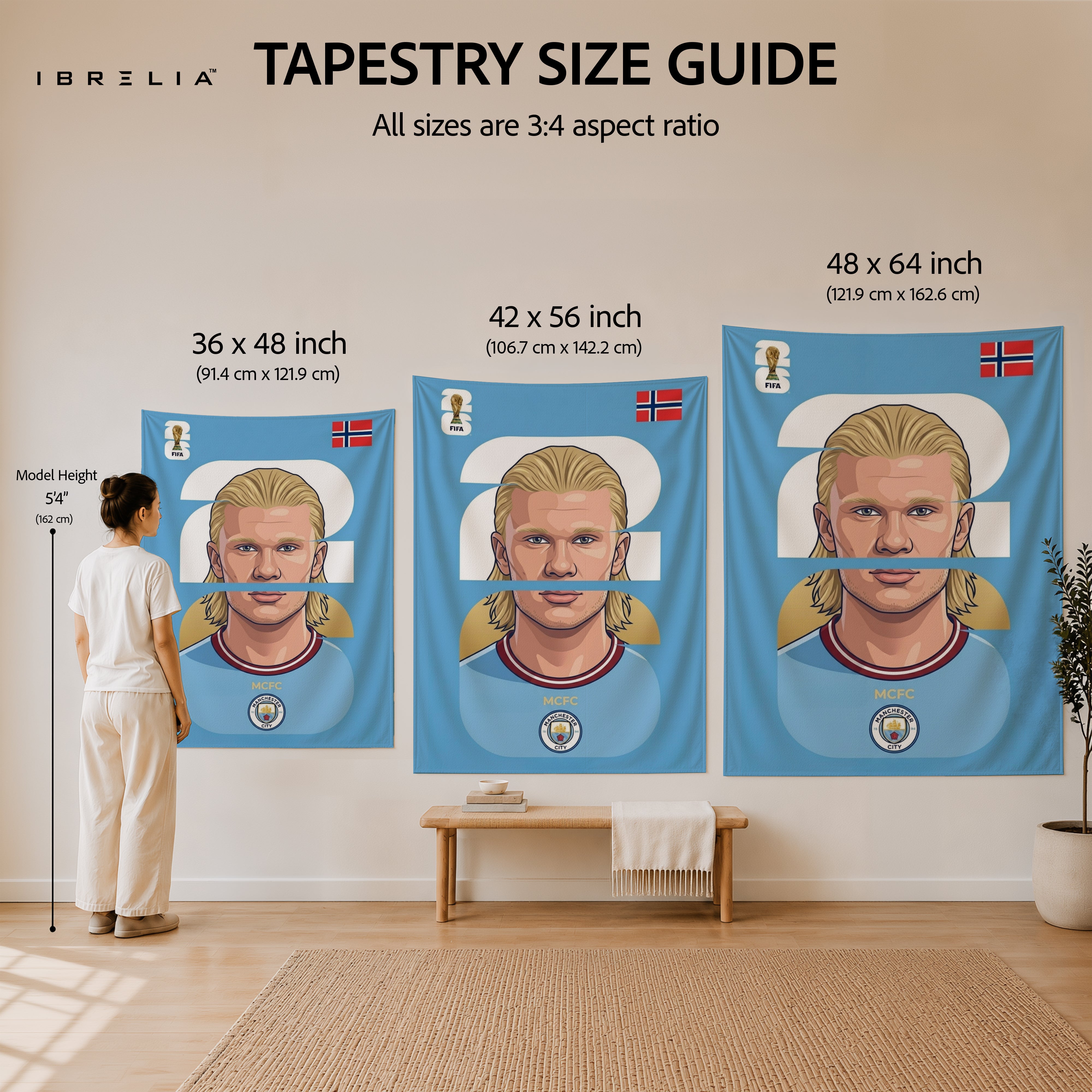 Erling Haaland Norway Minimal Portrait Wall Tapestry | Premium Heavyweight Jute Fabric Wall Hanging