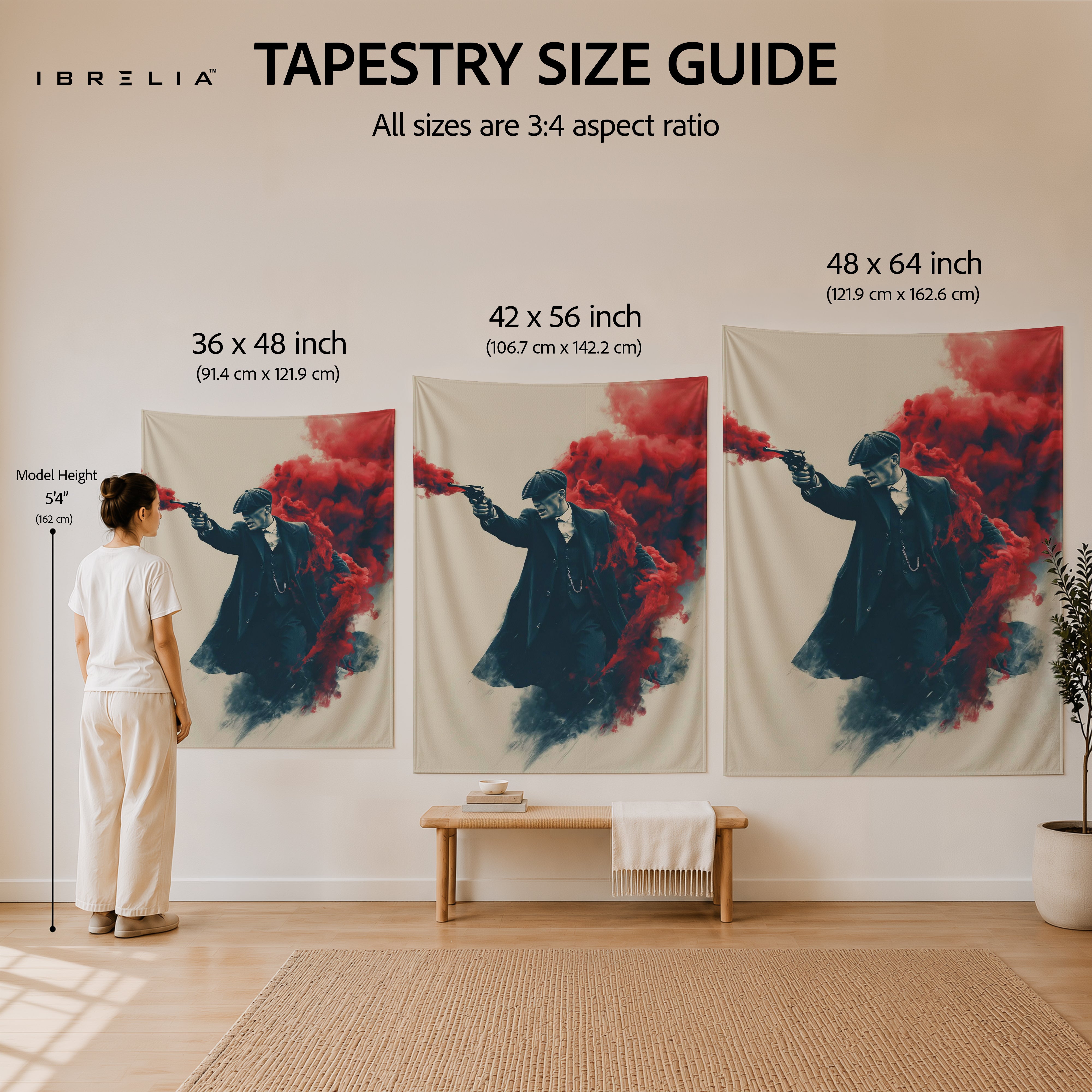 Thomas Shelby Crimson Smoke Wall Tapestry | Premium Heavyweight Jute Fabric Wall Hanging