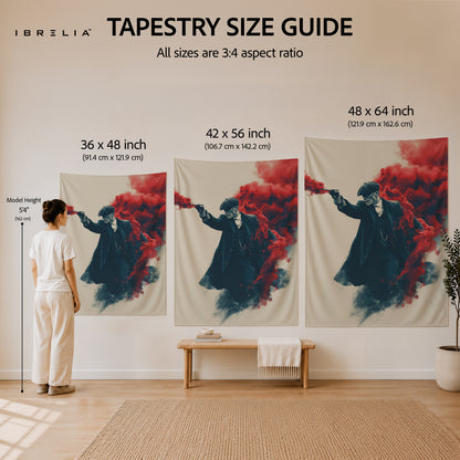 Thomas Shelby Crimson Smoke Wall Tapestry | Premium Heavyweight Jute Fabric Wall Hanging