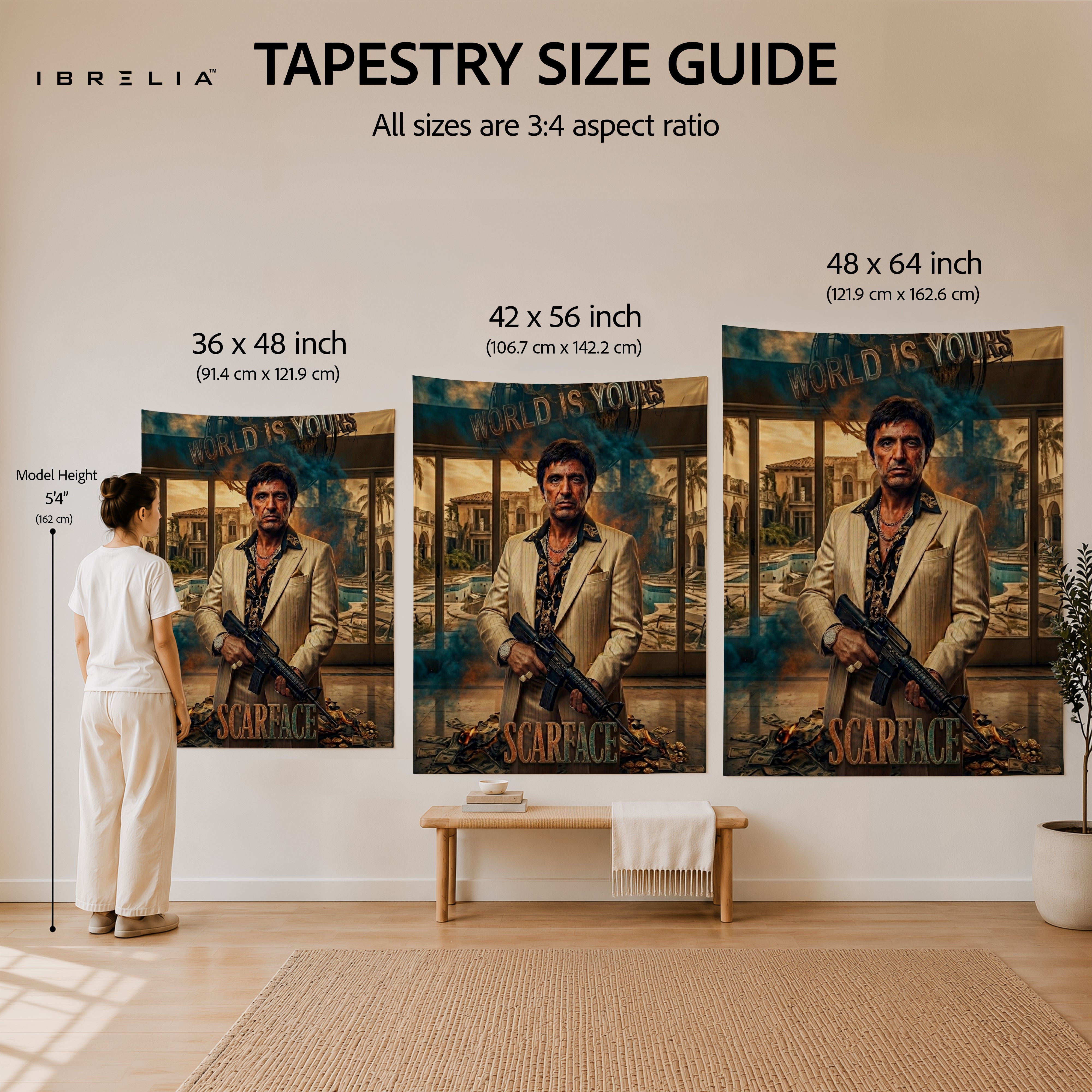 Scarface Tony Montana World Is Yours Wall Tapestry – Premium Movie Wall Hanging & Home Decor in Pakistan