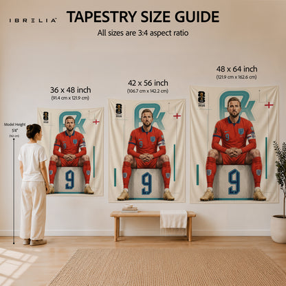 Harry Kane England 2026 Wall Tapestry | Premium Heavyweight Jute Fabric Wall Hanging