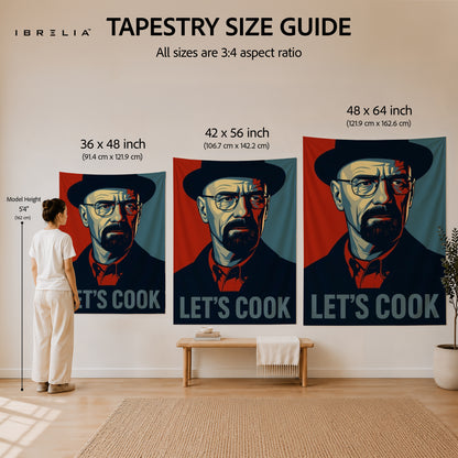 Breaking Bad Heisenberg "Let's Cook" Wall Tapestry – Minimalist Walter White Artwork