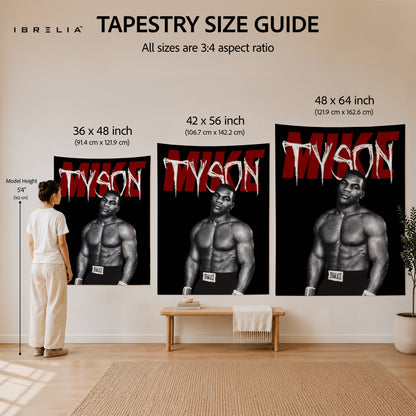Mike Tyson Vintage Portrait Wall Tapestry | Premium Heavyweight Jute Fabric Wall Hanging
