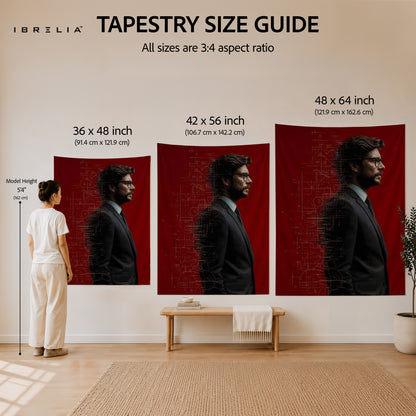 The Professor Blueprint Wall Tapestry | Premium Heavyweight Jute Fabric Wall Hanging