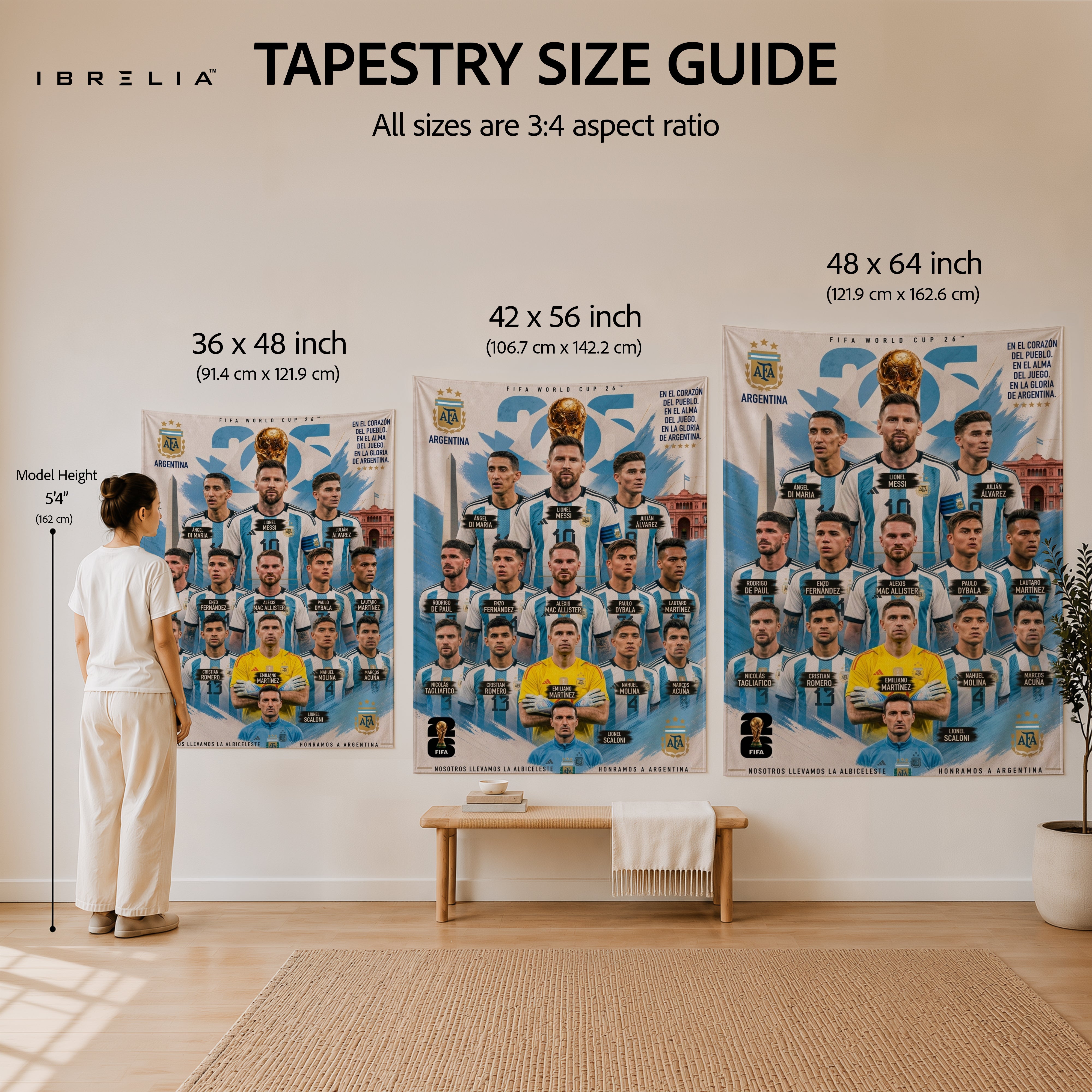 Argentina National Football Team Champions Wall Tapestry | Premium Heavyweight Jute Fabric Wall Hanging