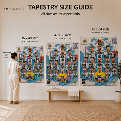 Argentina National Football Team Champions Wall Tapestry | Premium Heavyweight Jute Fabric Wall Hanging