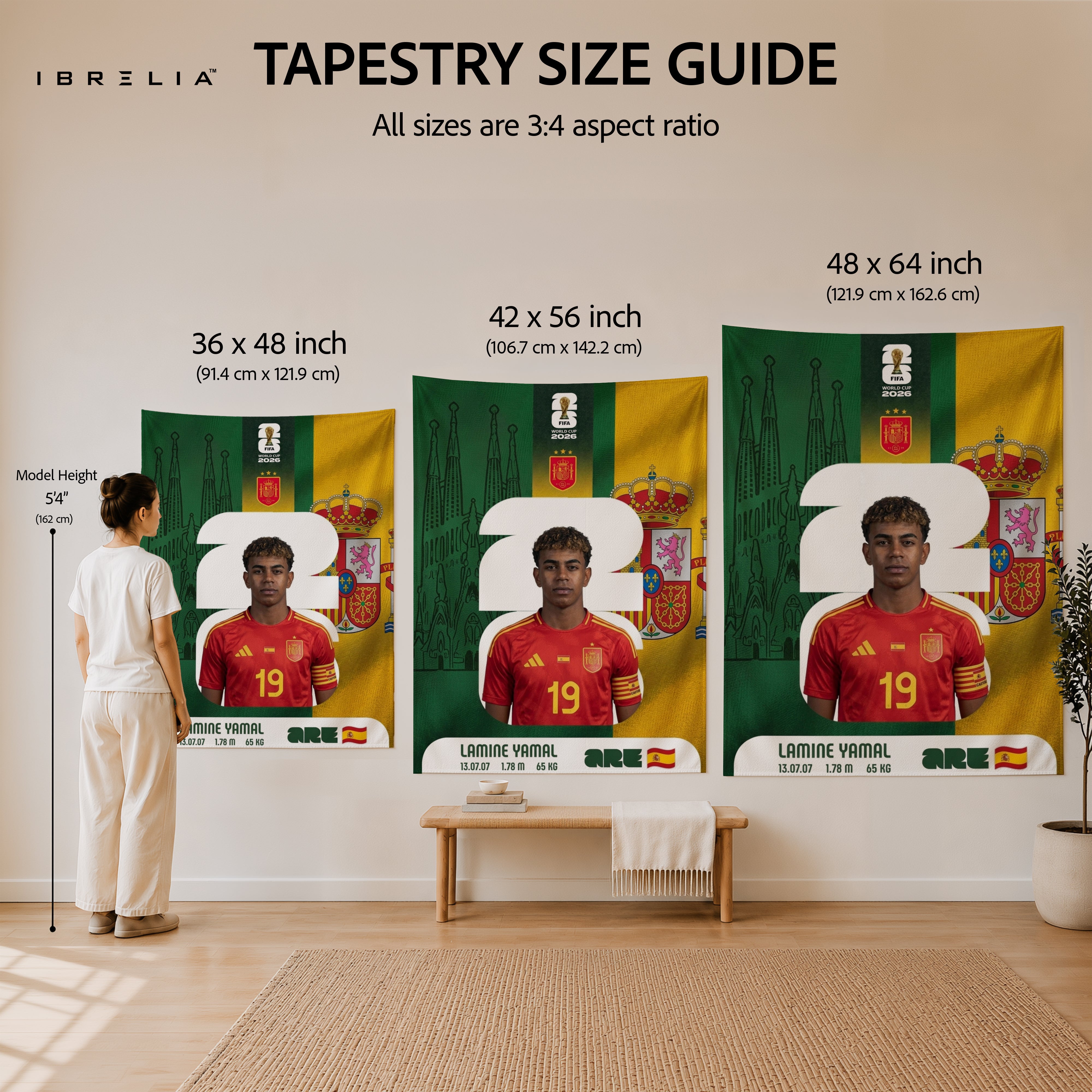Lamine Yamal Spain World Cup 2026 Wall Tapestry | Premium Heavyweight Jute Fabric Wall Hanging