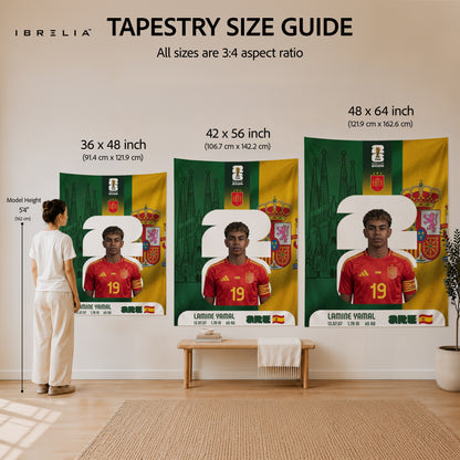 Lamine Yamal Spain World Cup 2026 Wall Tapestry | Premium Heavyweight Jute Fabric Wall Hanging