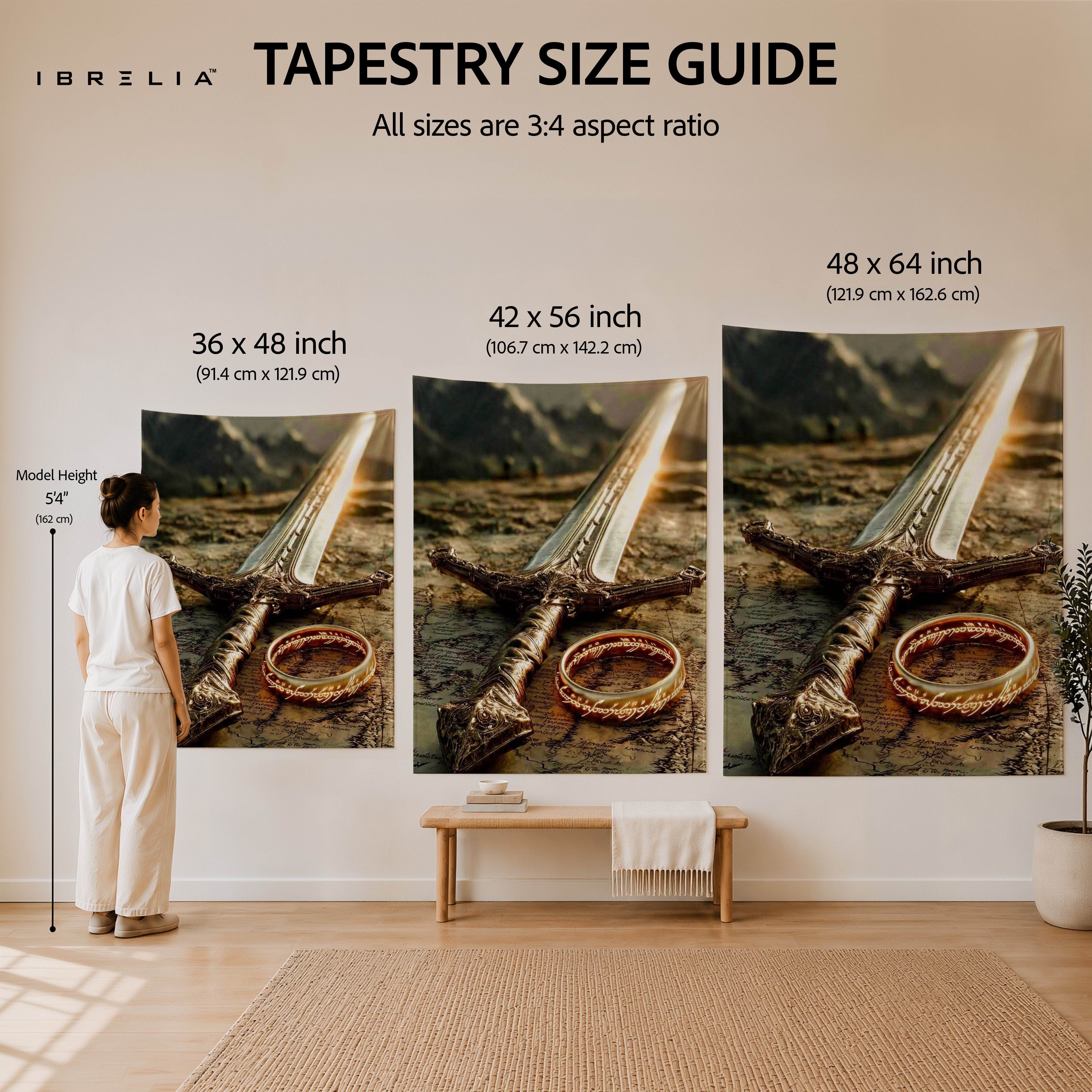 The Lord of the Rings Andúril & One Ring Wall Tapestry – Middle-earth Fantasy Wall Hanging