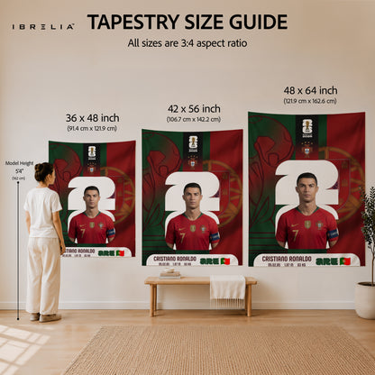 Cristiano Ronaldo Portugal World Cup 2026 Wall Tapestry | Premium Heavyweight Jute Fabric Wall Hanging