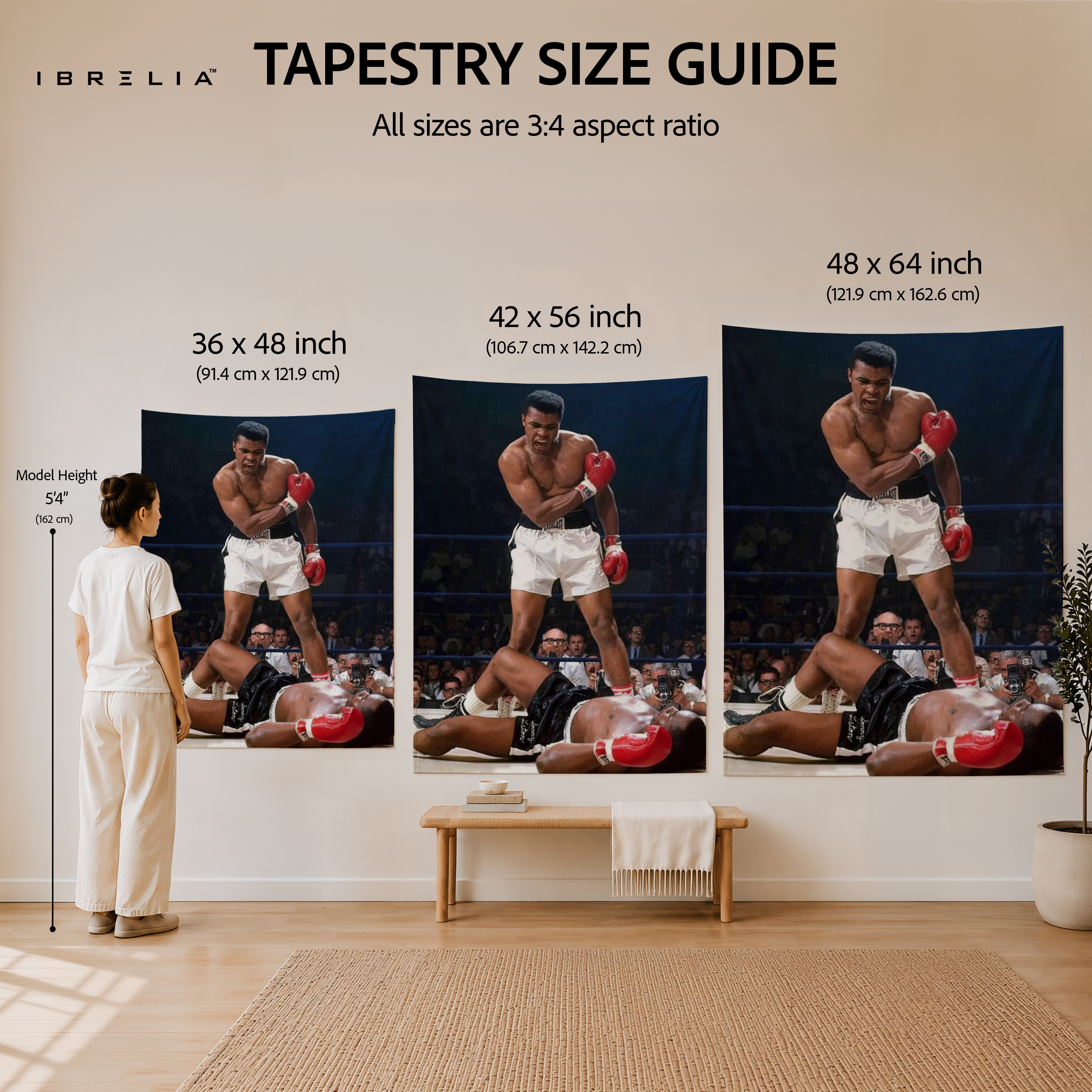 Muhammad Ali Legendary Knockout Wall Tapestry | Premium Heavyweight Jute Fabric Wall Hanging