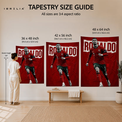Cristiano Ronaldo Portugal Wall Tapestry | Premium Heavyweight Jute Fabric Wall Hanging
