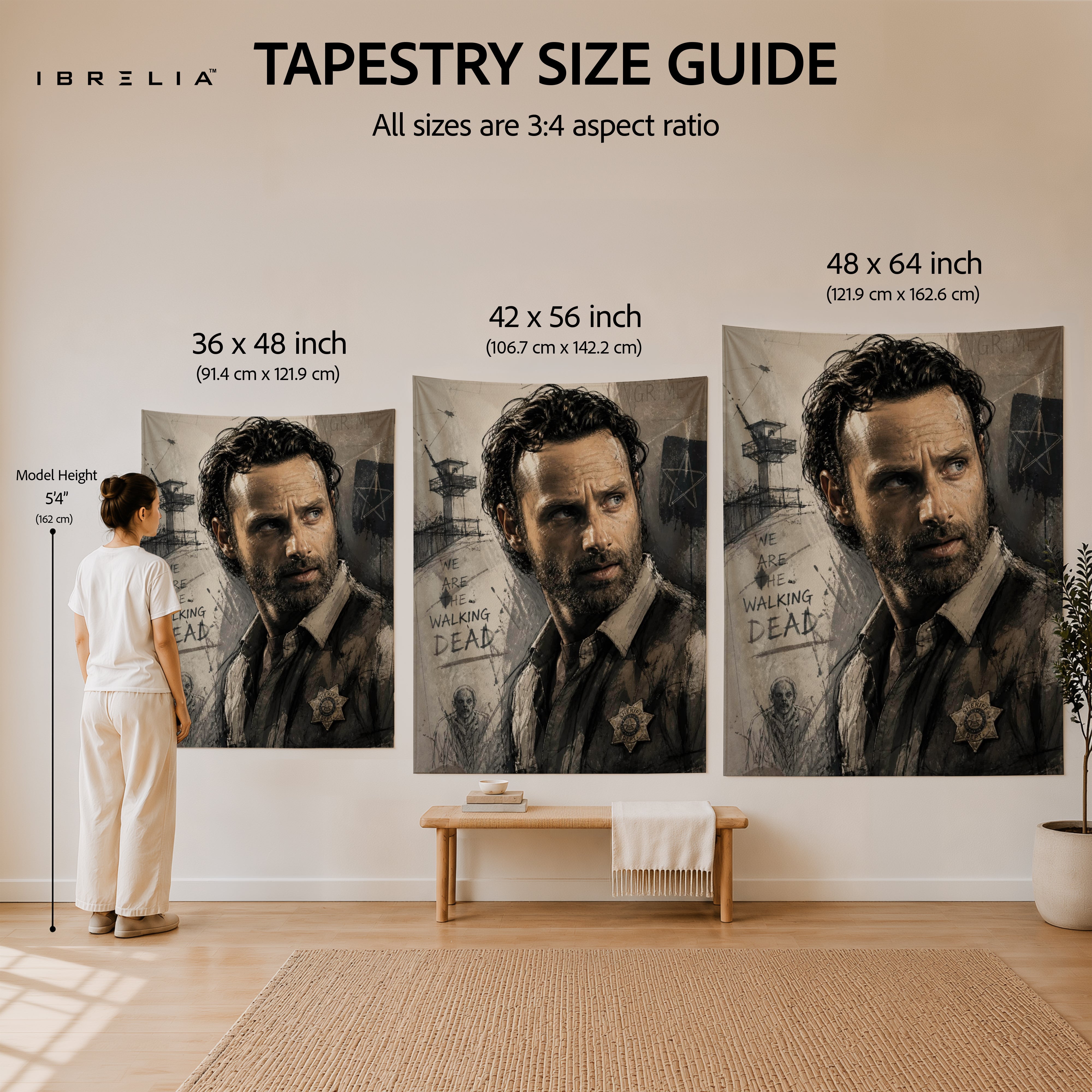 Rick Grimes The Walking Dead Wall Tapestry | Premium Heavyweight Jute Fabric Wall Hanging