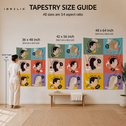 Friends Character Quotes Wall Tapestry – Iconic Sitcom Minimal Art Decor