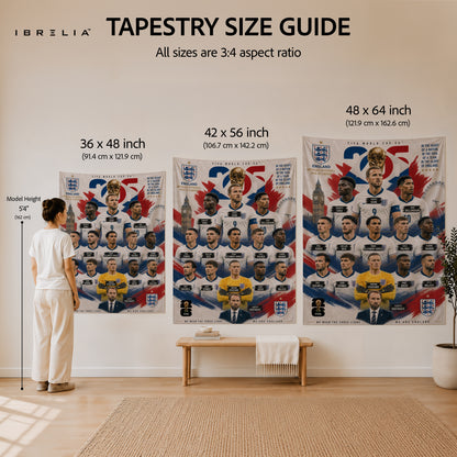 England National Football Team Stars Wall Tapestry | Premium Heavyweight Jute Fabric Wall Hanging