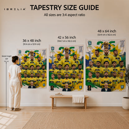 Brazil National Football Team Legends Wall Tapestry | Premium Heavyweight Jute Fabric Wall Hanging