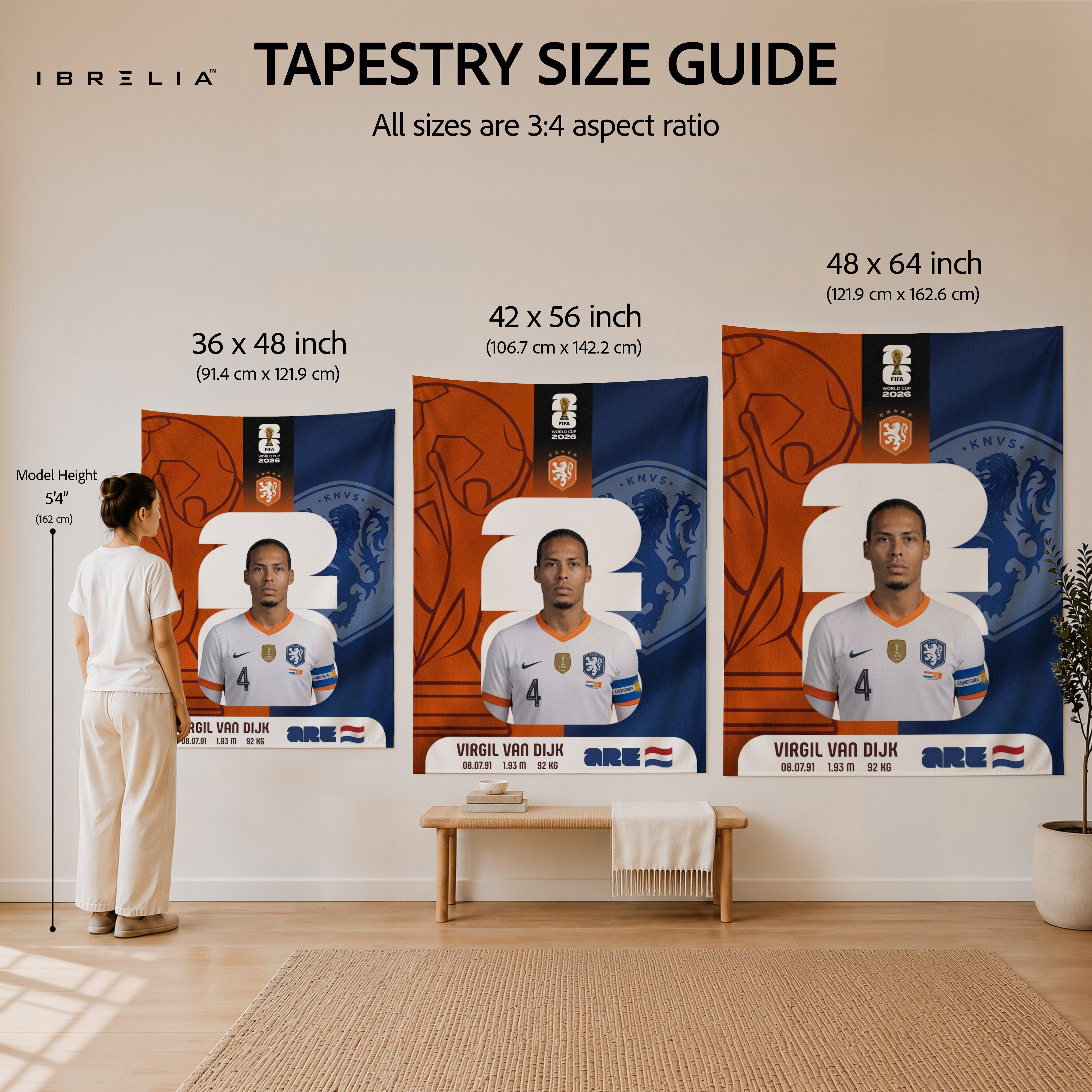 Virgil van Dijk Netherlands World Cup 2026 Wall Tapestry | Premium Heavyweight Jute Fabric Wall Hanging