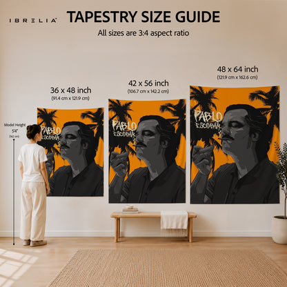 Pablo Escobar Portrait Wall Tapestry | Premium Heavyweight Jute Fabric Wall Hanging