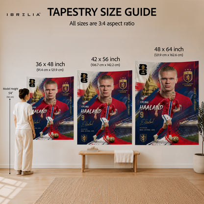 Erling Haaland Norway Champion Edition Wall Tapestry | Premium Heavyweight Jute Fabric Wall Hanging