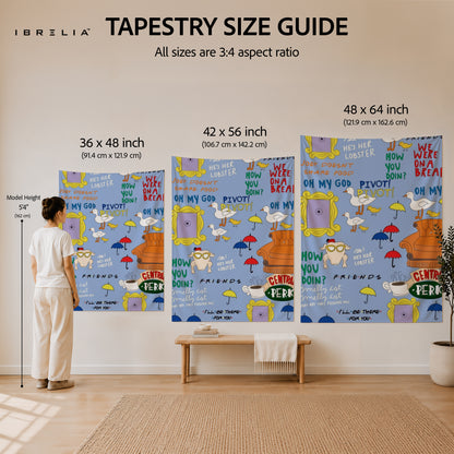 Friends Quotes & Icons Wall Tapestry – Classic TV Show Pattern Wall Hanging