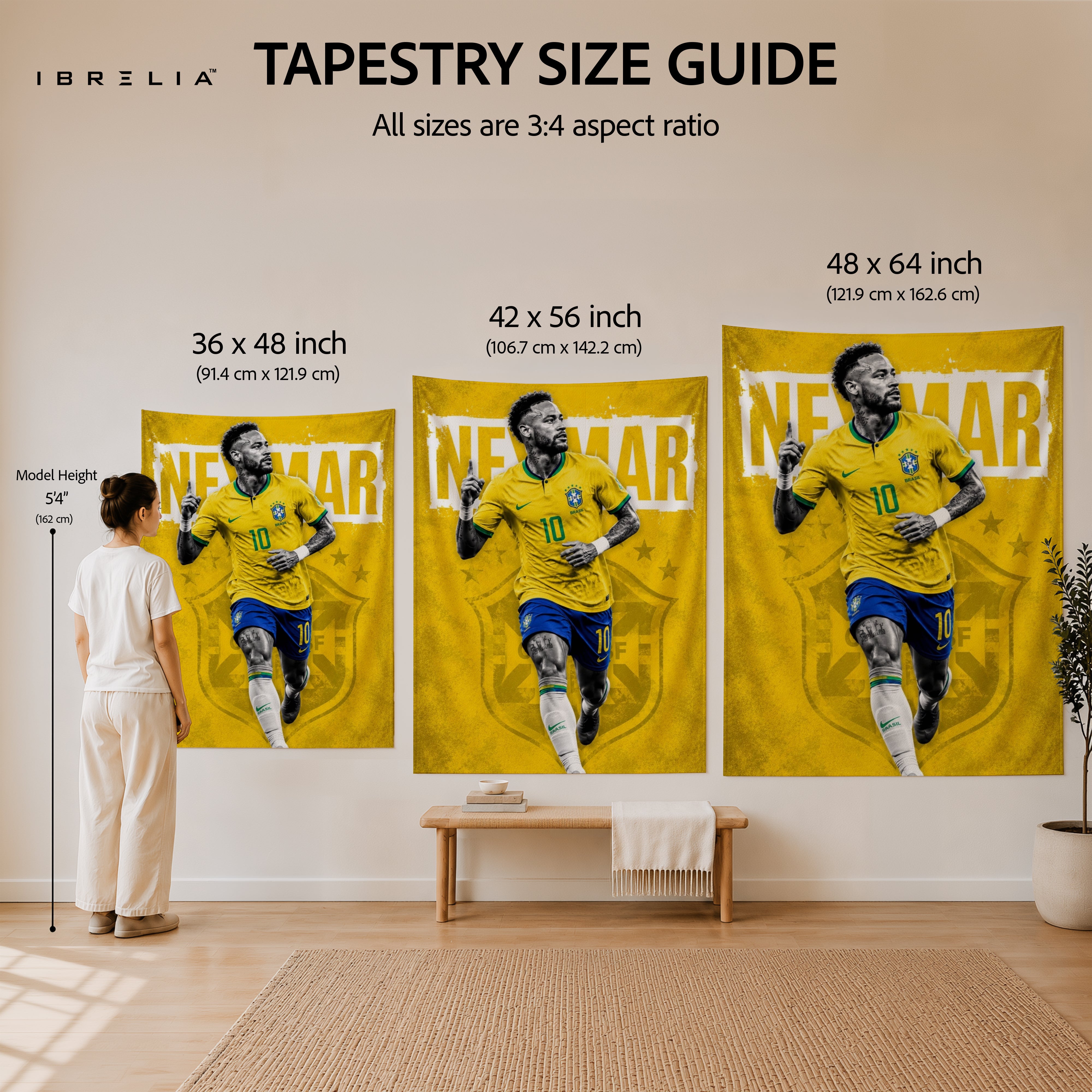 Neymar Brazil Legacy Wall Tapestry | Premium Heavyweight Jute Fabric Wall Hanging
