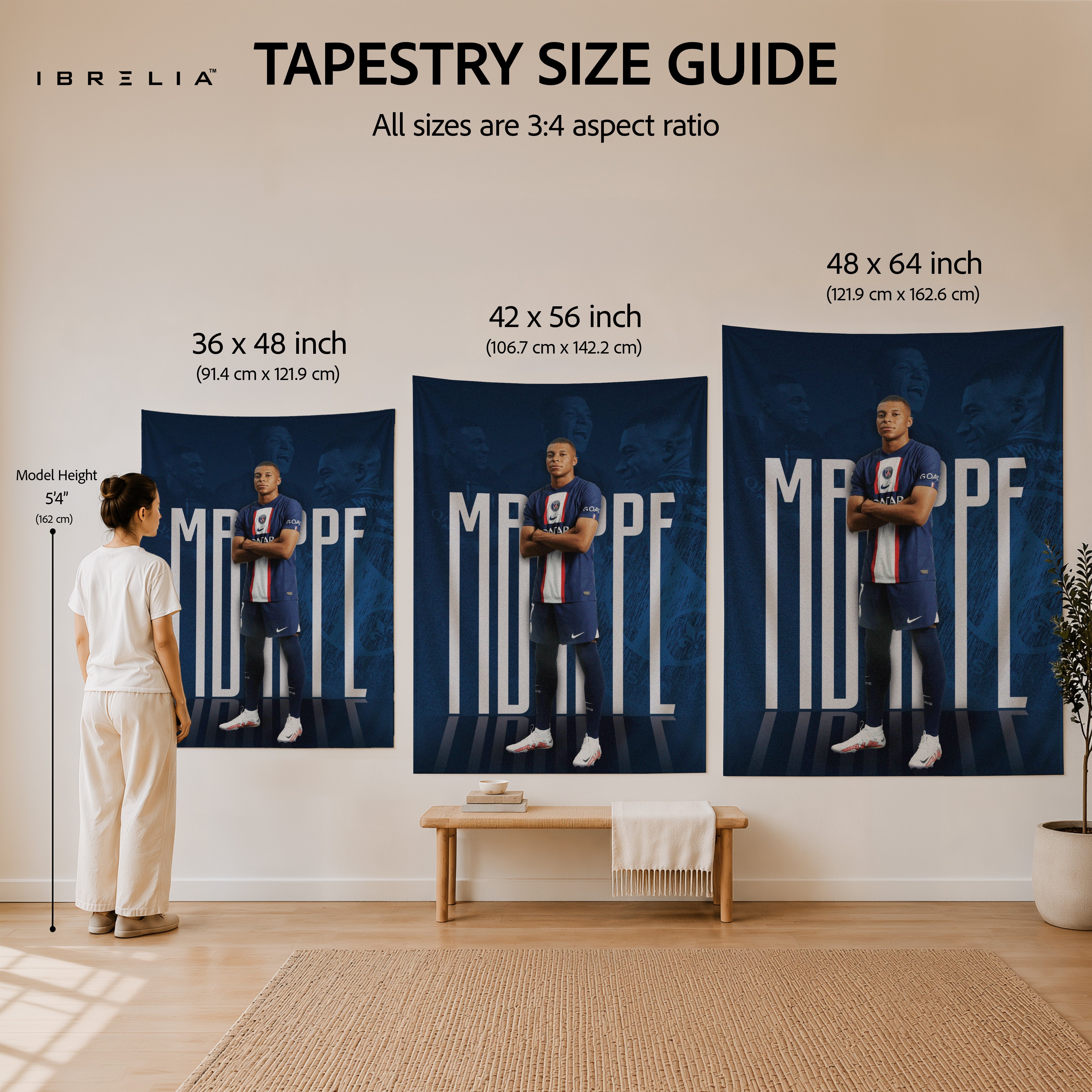 Kylian Mbappé PSG Signature Wall Tapestry | Premium Heavyweight Jute Fabric Wall Hanging