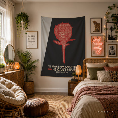 The Godfather Quote Rose Wall Tapestry – Premium Movie Wall Hanging & Home Decor in Pakistan