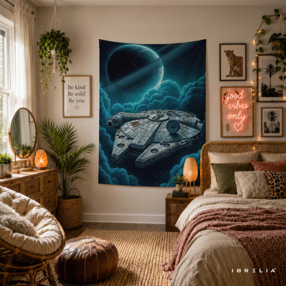 Millennium Falcon Space Adventure Wall Tapestry – Galactic Sci-Fi Wall Hanging