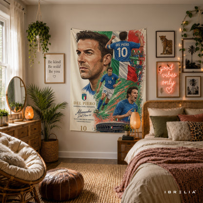 Alessandro Del Piero Italy Legend Wall Tapestry | Premium Heavyweight Jute Fabric Wall Hanging